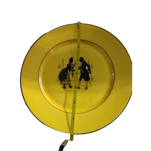 Vintage Porcelain Czechoslovakian Union T Yellow/ Black Colonial Deco Plates 4 - Picture 10 of 10
